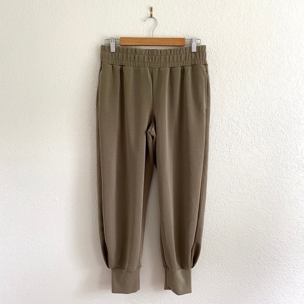 Bailey 44 Scuba Balloon Jogger Pants Drawstring Taupe Green Athleisure Women's M